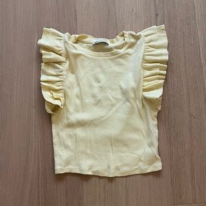 Zara Yellow Ruffle Sleeve Top. Size Medium.